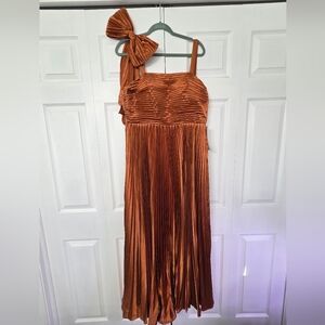 Pleated Orange Gown